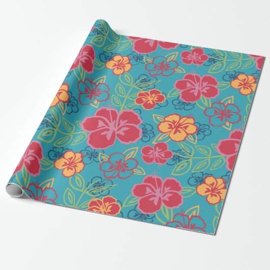 Hawaiian Hibiscus Cadeaupapier (Uitgerold)