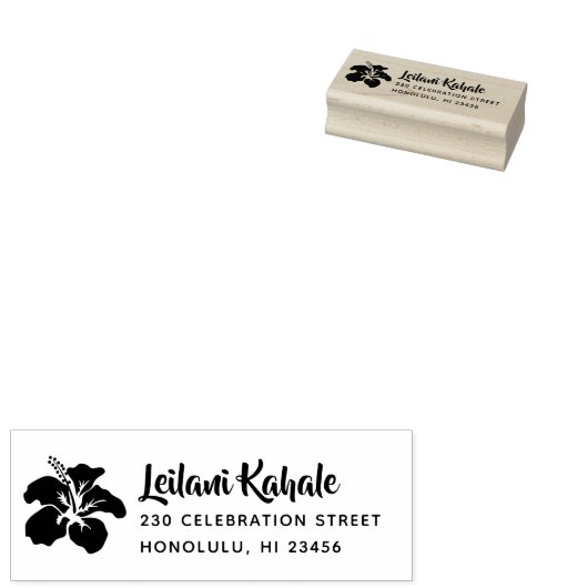 Hawaiian Hibiscus Custom Name & Return Address Rubberstempel (Gestempeld)