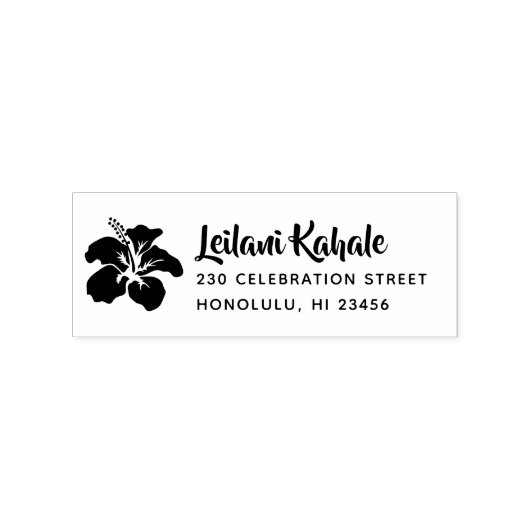 Hawaiian Hibiscus Custom Name & Return Address Rubberstempel (Afrduk)