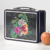 Hawaiian Hibiscus en Monstera Retro Lunch Box (In situ)