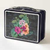 Hawaiian Hibiscus en Monstera Retro Lunch Box (Voorkant)
