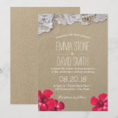 Hawaiian Hibiscus Floral Tropical Beach Wedding Kaart (Voorkant / Achterkant)