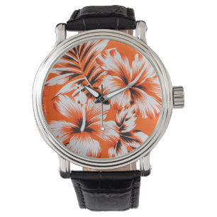Hawaiian Hibiscus Flower Background Horloge
