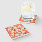 Hawaiian Hibiscus Flower Background Stenen Onderzetter (Zijkant)