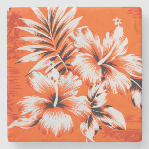 Hawaiian Hibiscus Flower Background Stenen Onderzetter