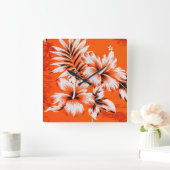 Hawaiian Hibiscus Flower Background Vierkante Klok (Huis)
