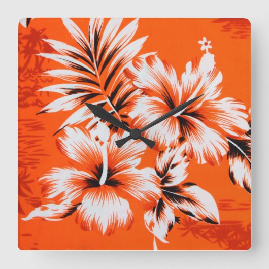 Hawaiian Hibiscus Flower Background Vierkante Klok (Voorkant)