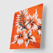 Hawaiian Hibiscus Flower Background Vierkante Klok (Hoek)