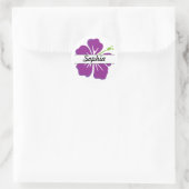Hawaiian Hibiscus Flower & Name Editable Color Ronde Sticker (Tas)