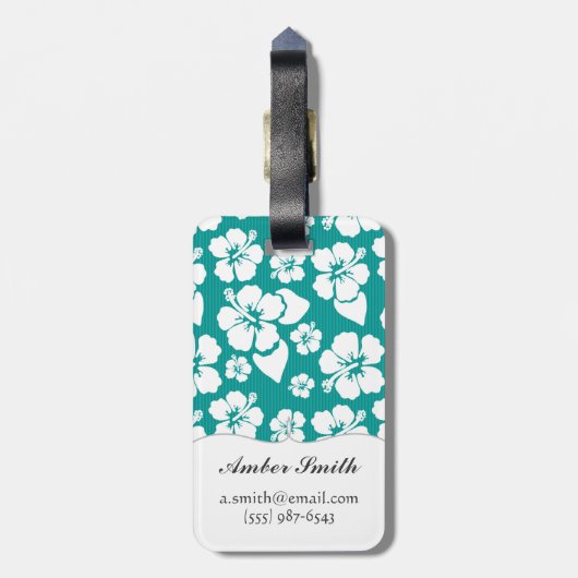 Hawaiian Hibiscus Flower Pattern Bagagelabel (Achterkant verticaal)
