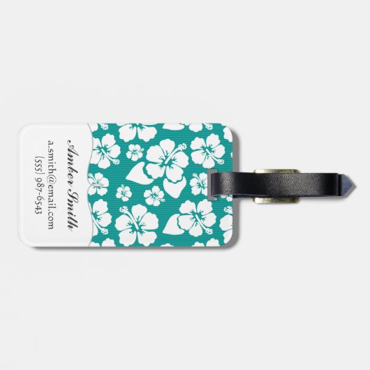 Hawaiian Hibiscus Flower Pattern Bagagelabel (Achterkant horizontaal)