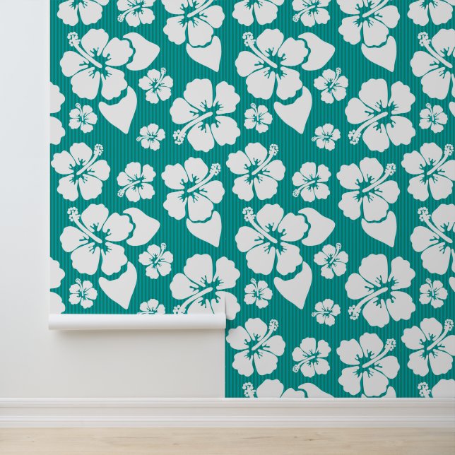 Hawaiian Hibiscus Flower Pattern Behang (Applicatie)