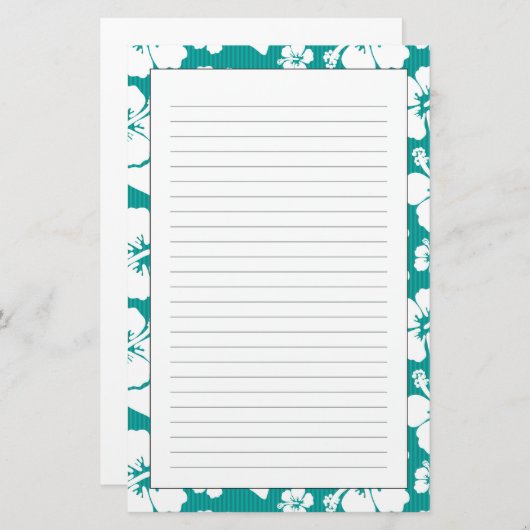 Hawaiian Hibiscus Flower Pattern Briefpapier (Voorkant / Achterkant)
