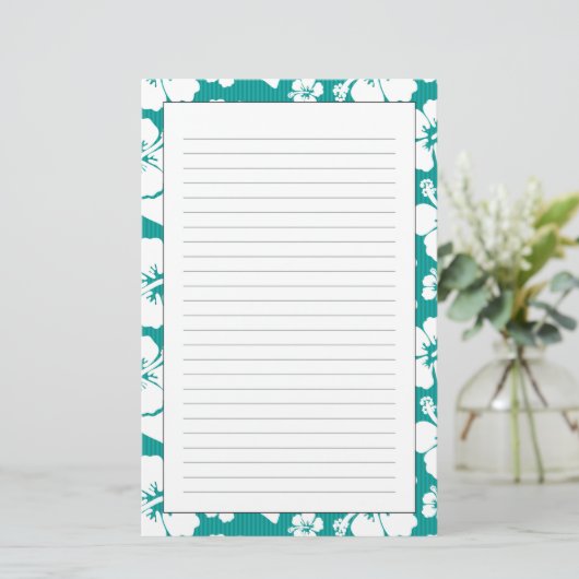 Hawaiian Hibiscus Flower Pattern Briefpapier (Staand voorkant)