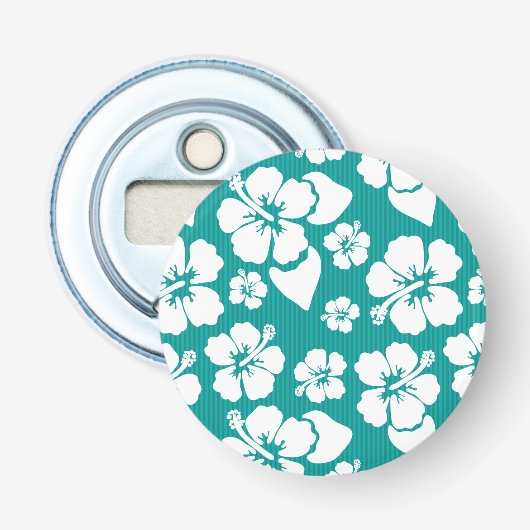 Hawaiian Hibiscus Flower Pattern Button Flesopener (Voorkant)