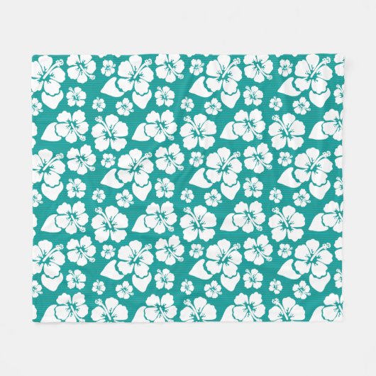 Hawaiian Hibiscus Flower Pattern Fleece Deken (Voorkant (Horizontaal))
