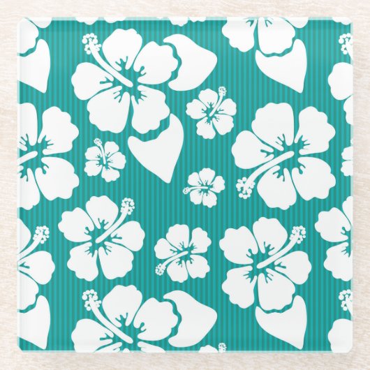 Hawaiian Hibiscus Flower Pattern Glazen Onderzetter (Voorkant)