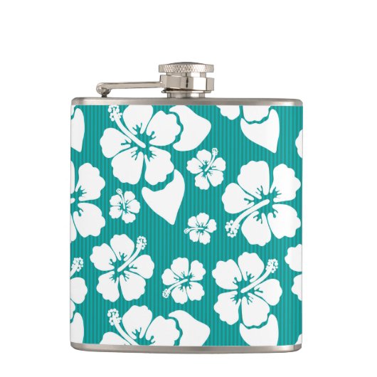 Hawaiian Hibiscus Flower Pattern Heupfles (Voorkant)