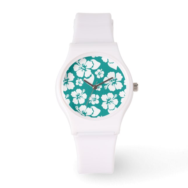 Hawaiian Hibiscus Flower Pattern Horloge (Voorkant)