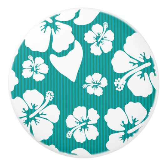 Hawaiian Hibiscus Flower Pattern Keramische Knop (Voorkant)