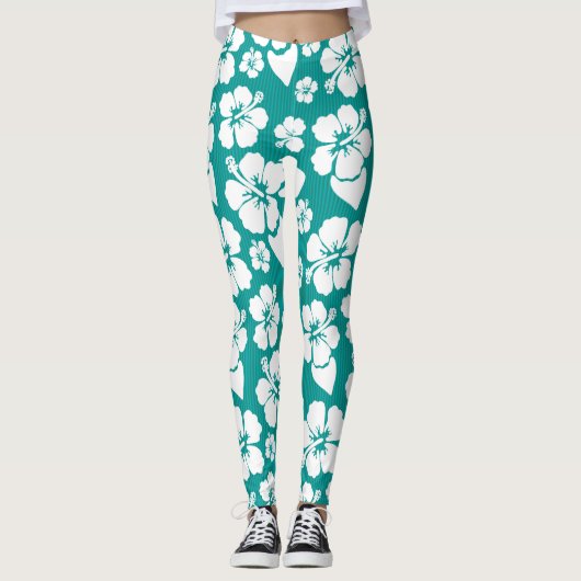 Hawaiian Hibiscus Flower Pattern Leggings (Voorkant)