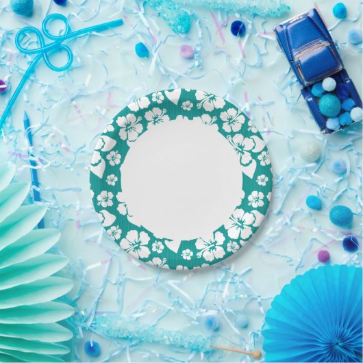 Hawaiian Hibiscus Flower Pattern Papieren Bordje (Feest)