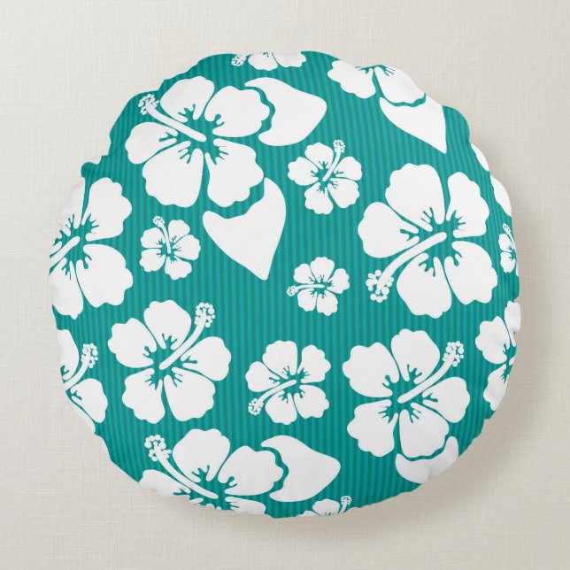 Hawaiian Hibiscus Flower Pattern Rond Kussen (Voorkant)