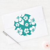 Hawaiian Hibiscus Flower Pattern Ronde Sticker (Envelop)