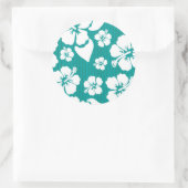 Hawaiian Hibiscus Flower Pattern Ronde Sticker (Tas)