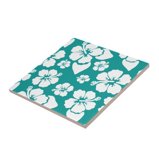 Hawaiian Hibiscus Flower Pattern Tegeltje (Zijkant)