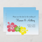 Hawaiian hibiscus flower preppy roze behalve de da aankondigingskaart (Voorkant / Achterkant)