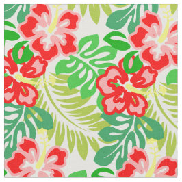 Hawaiian Hibiscus Flower Print Fabric Stof