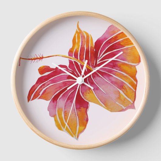 Hawaiian Hibiscus Flower Round (Grote wandklok) (Voorkant)