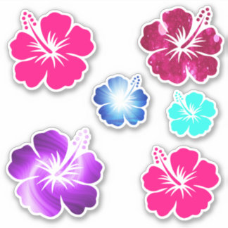 Hawaiian Hibiscus Flower Tropical Shaped Art Sticker