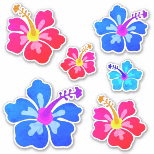 Hawaiian Hibiscus Flower Tropical Shaped Art Sticker (Voorkant)