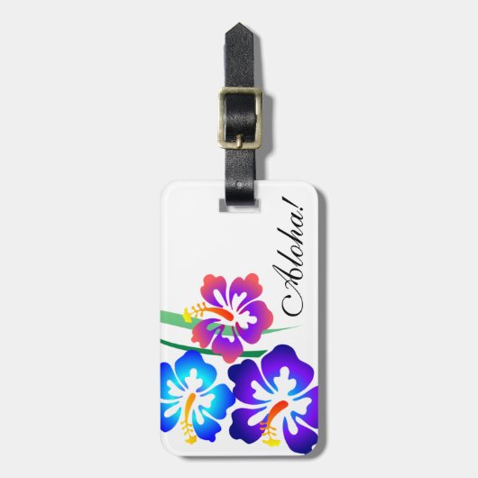 Hawaiian Hibiscus Flowers Aloha Bagagelabel (Voorkant verticaal)