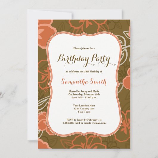 Hawaiian Hibiscus Flowers Birthday Uitnodiging (Voorkant)