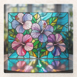 Hawaiian Hibiscus Flowers Glas in lood Onderzetter Glazen Onderzetter