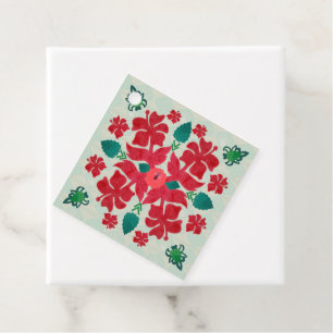 Hawaiian Hibiscus Kerstmis Quilt Gift Label