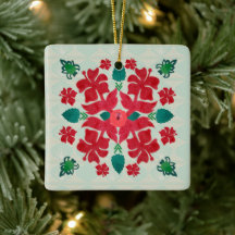 Hawaiian Hibiscus Kerstmis Quilt Pattern Ornament