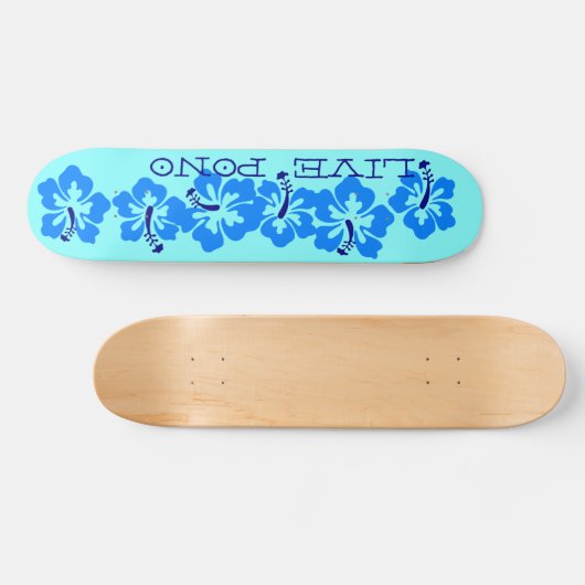 Hawaiian Hibiscus "Live Pono" Retro Rad Skateboard (Horizontaal)