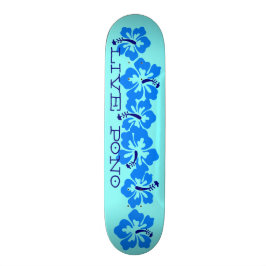 Hawaiian Hibiscus "Live Pono" Retro Rad Skateboard