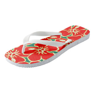 Hawaiian Hibiscus Luau Tropische bloemen Teenslippers