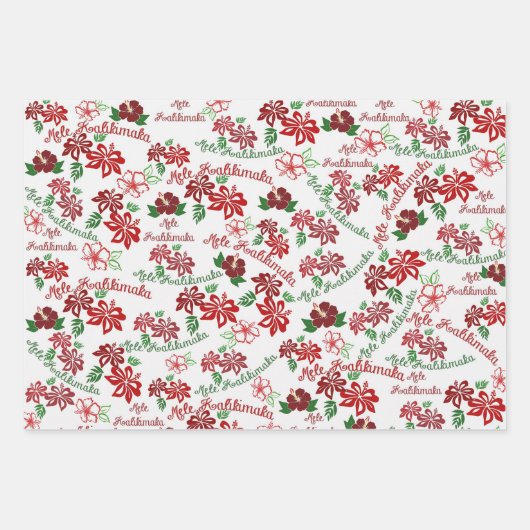 Hawaiian Hibiscus Mele Kalikimaka cadeauverpakking Inpakpapier Vel (Voorkant 3)