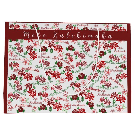 Hawaiian Hibiscus Mele Kalikimaka geschenkzak Groot Cadeauzakje (Achterkant)