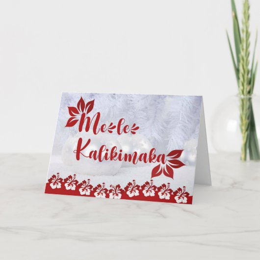 Hawaiian Hibiscus Mele Kalikimaka Holiday Kaart (Voorkant)