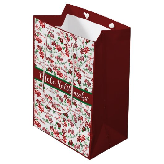 Hawaiian Hibiscus Mele Kalikimaka Medium Gift Bag Medium Cadeauzakje (Voorkant Gekanteld)