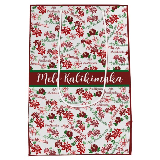 Hawaiian Hibiscus Mele Kalikimaka Medium Gift Bag Medium Cadeauzakje (Achterkant)