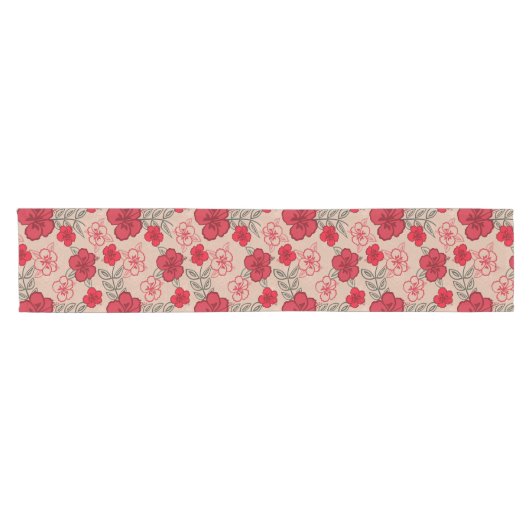 Hawaiian Hibiscus Pattern Red Korte Tafelloper (Horizontaal)