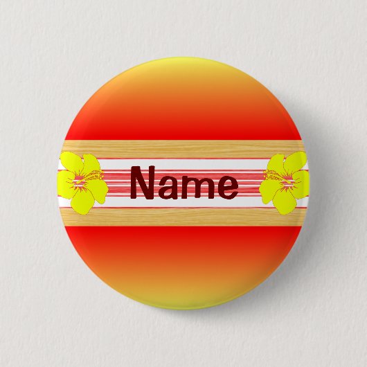 Hawaiian Hibiscus Red Surfboard Ronde Button 5,7 Cm (Voorkant)
